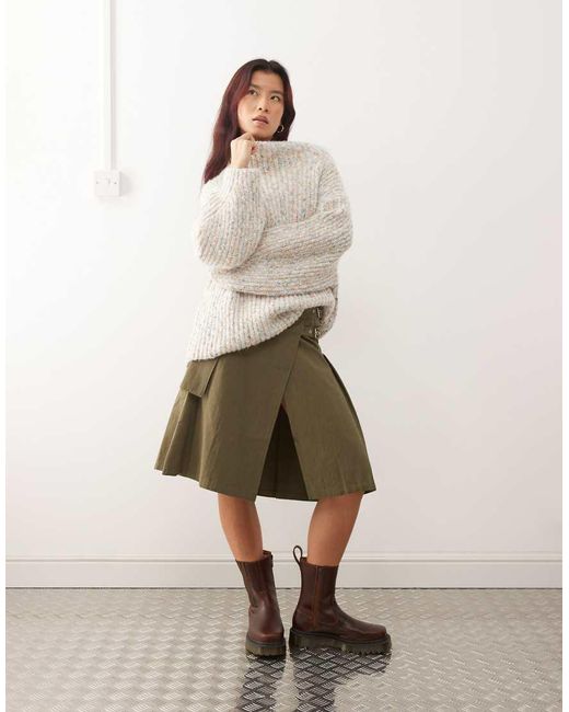 Monki Natural Chunky Knit Turtle Neck Jumper