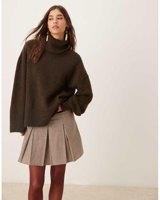 Gina Tricot Brown High Neck Long Sleeve Knitted Wool Alpaca Sweater