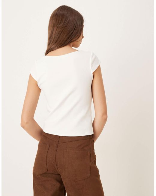 Mango Brown Square Neck T-shirt