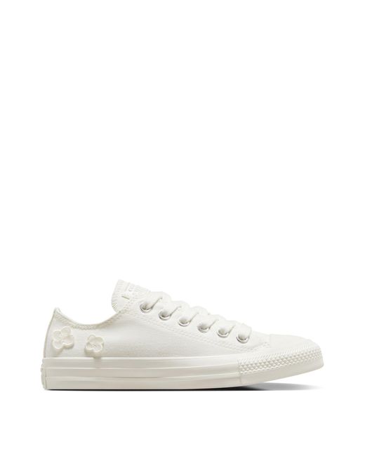 Converse White Chuck Taylor All Star Sneakers With Flower Embroidery
