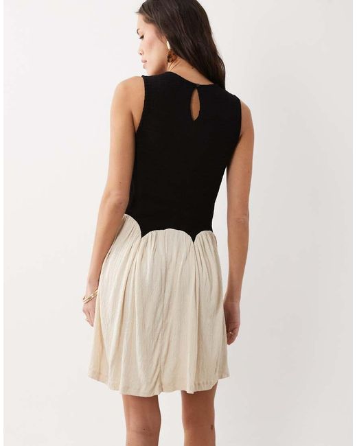 ASOS Black Colour Block Crinkle Mini Dress