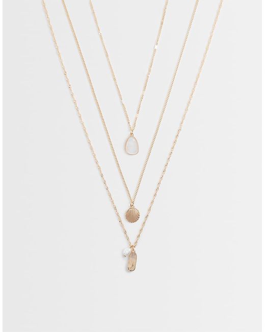 Accessorize White 3 Row Delicate Shell Necklace