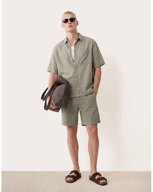 ASOS Gray Oversized Linen Blend Shirt for men