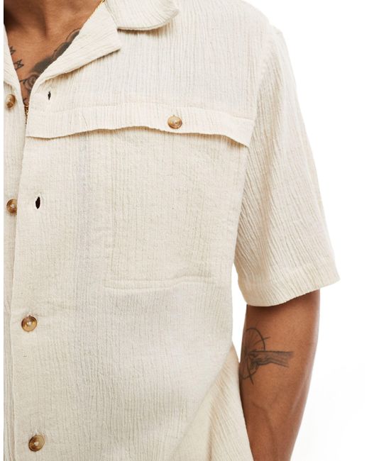 Camisa color holgada con cuello ASOS de hombre de color White