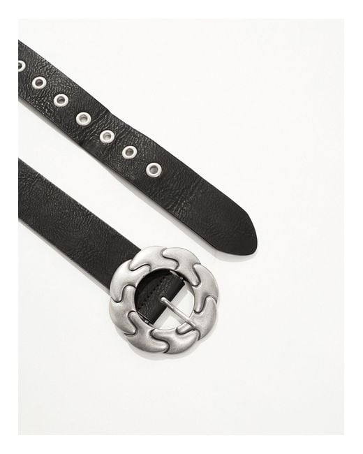 ASOS Black Faux Leather Belt With 90s Gothic Buckle for men