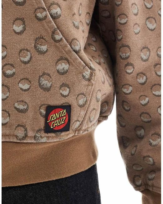 Santa Cruz Natural Regular Fit Two Way Zip Hooded Jacket With Sherpa Lining for men