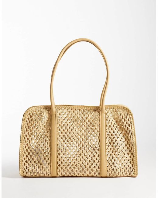 Mango Natural Open Weave Shoulder Bag