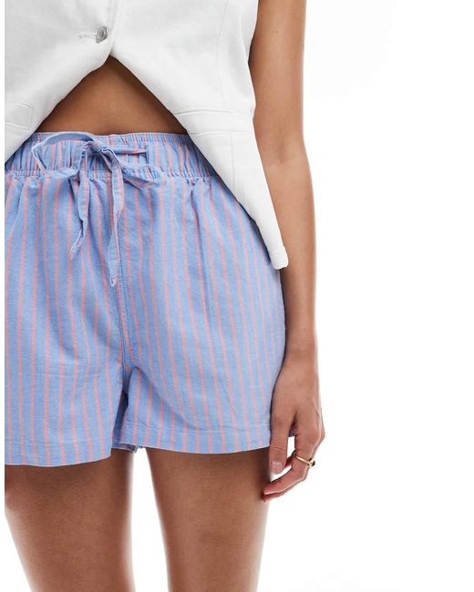 Superdry White Cotton Stripe Elasticated Boxer-Style Shorts