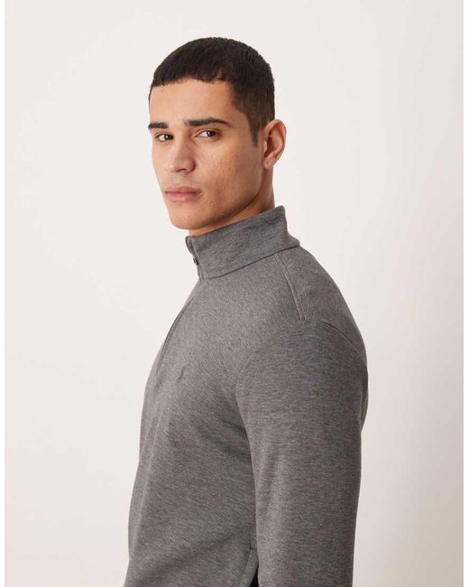 Polo Ralph Lauren Gray Icon Logo Lightweight Double Knit Tech Half Zip Sweatshirt for men