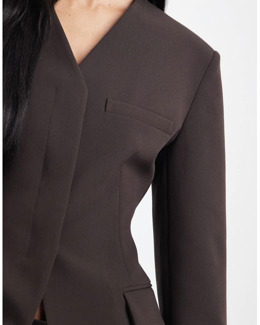 ASOS Black High Break Point Collarless Blazer