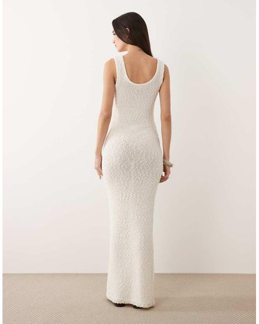 ASOS Natural Knitted Boucle Scoop Maxi Dress