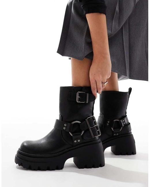 Buffalo Black Biker Boots