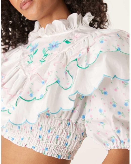 Glamorous White Extreme Ruffle Crop Top