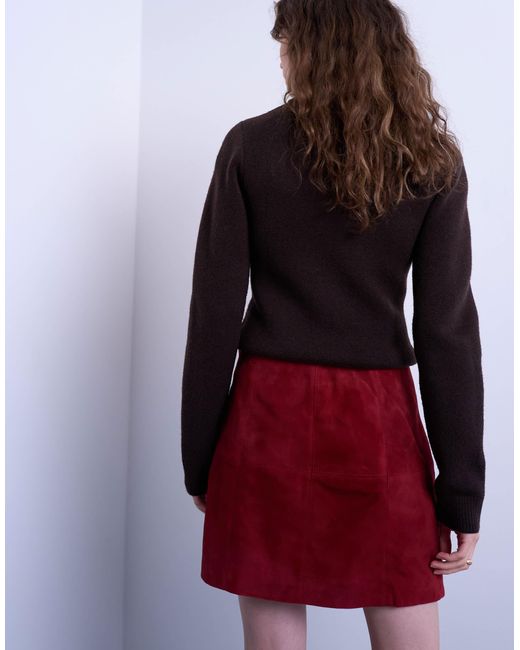 TOPSHOP Red – minirock aus echtem wildleder