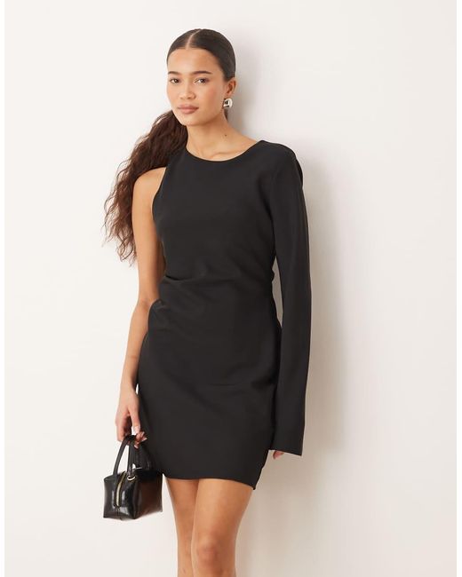 Mango Natural One Shoulder Mini Dress