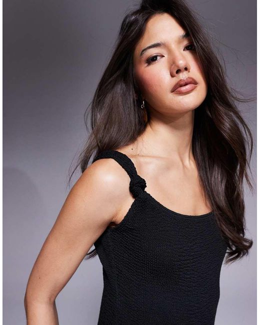 The Frolic Black Exclusive Crinkle Knot Strap Low Back Swimsuit