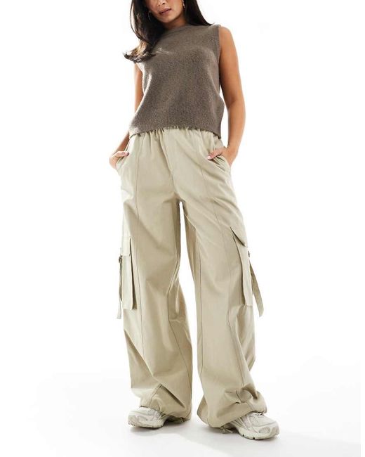 ASOS Natural Oversized Utility Pull On Pants