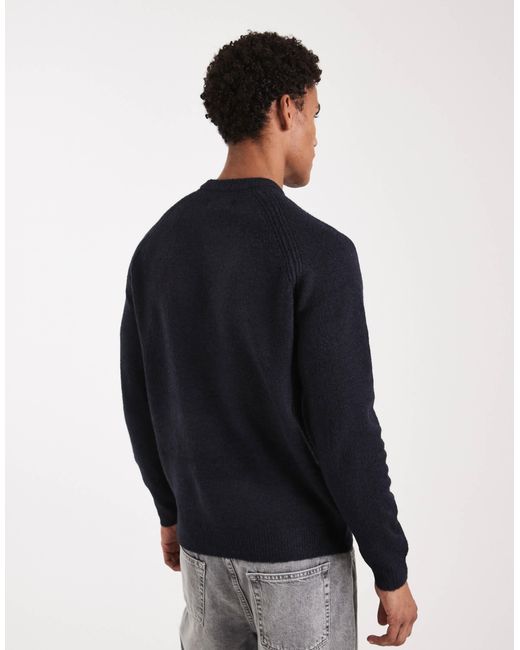 Threadbare Blue Knitted Crew Neck Jumper for men