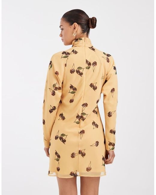 ASOS Natural Chiffon Mini Dress With Batwing Sleeve