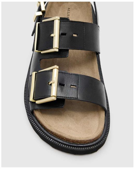 AllSaints Black Isla Leather Sandals