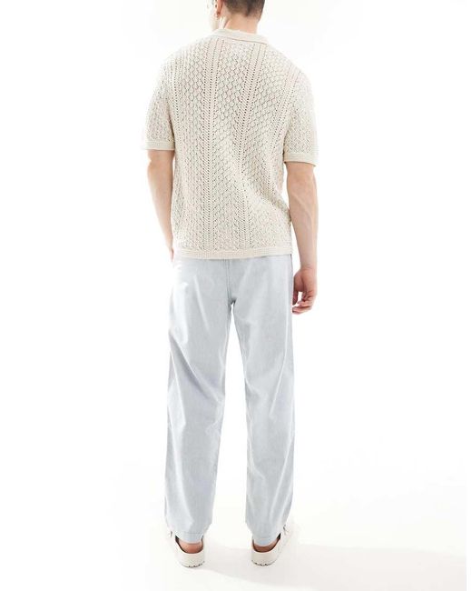 Hollister White Linen Loose Fit Pull On Pants for men