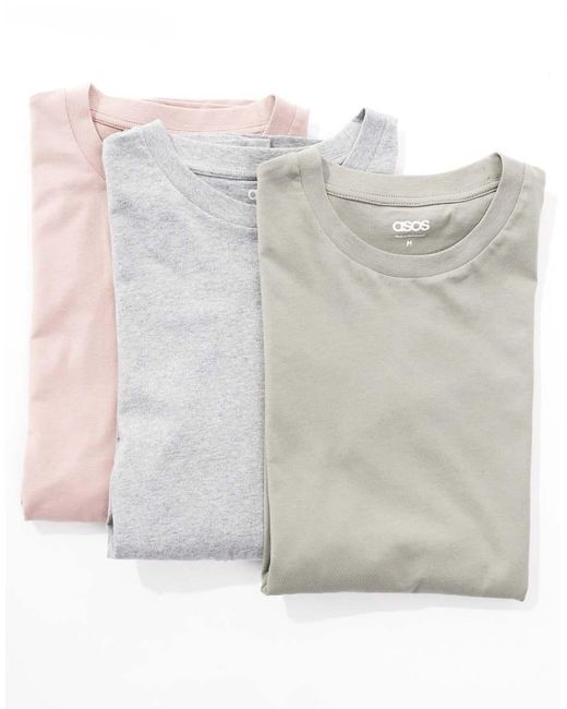 ASOS Gray 3 Pack Oversized T-shirts for men