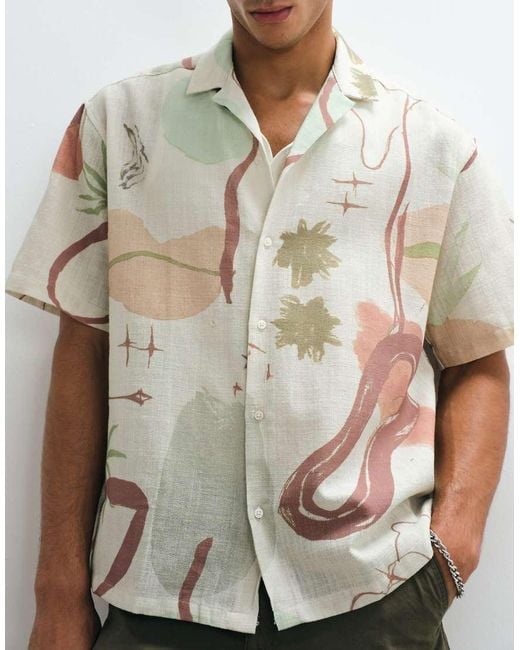 ASOS White Oversized Shirt With Abstract Print for men