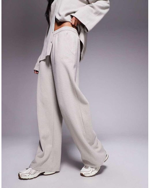 Kaiia Purple Exclusive Cotton Rich Ribbed Straight Leg jogger Co-ord