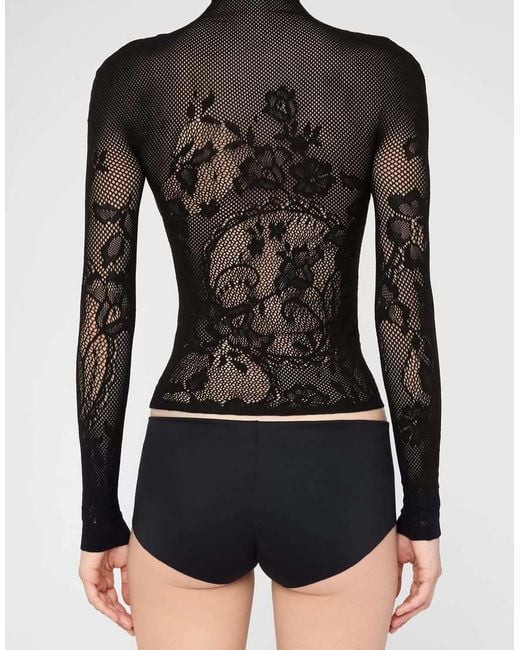 Calzedonia Black Liberty Floral Fishnet Top