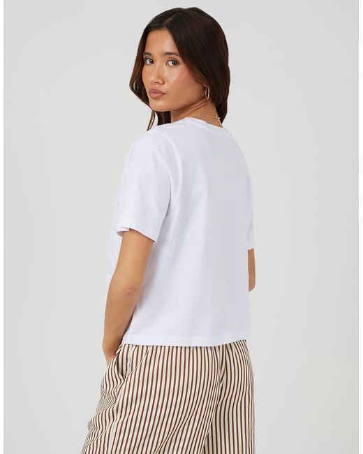 Brave Soul White Cotton Crew Neck T-Shirt With Embroidered Detail