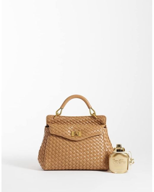 JW PEI Metallic Lucia Classic Top Handle Woven Bag