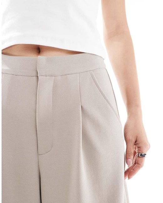 ASOS Natural Jersey Twill Wide Leg Bermuda Short