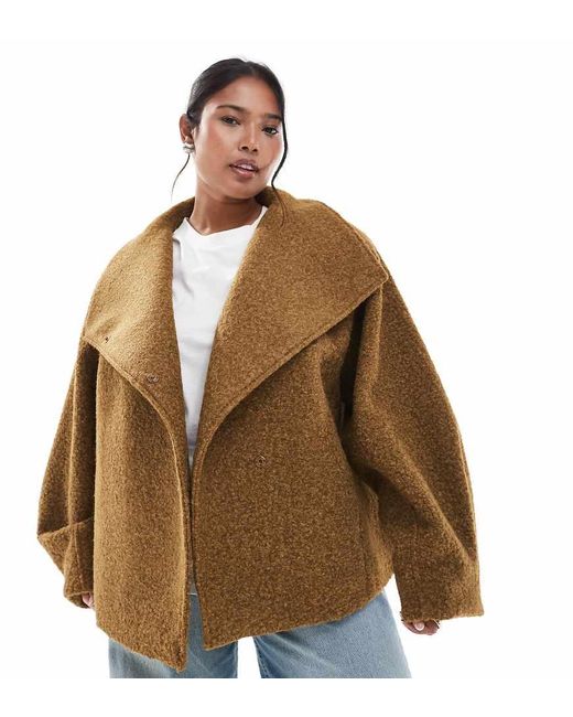 Chaqueta Verde Extragrande Con Cuello Alzado De Tejido Cálido De Asos Design Curve ASOS de color Brown
