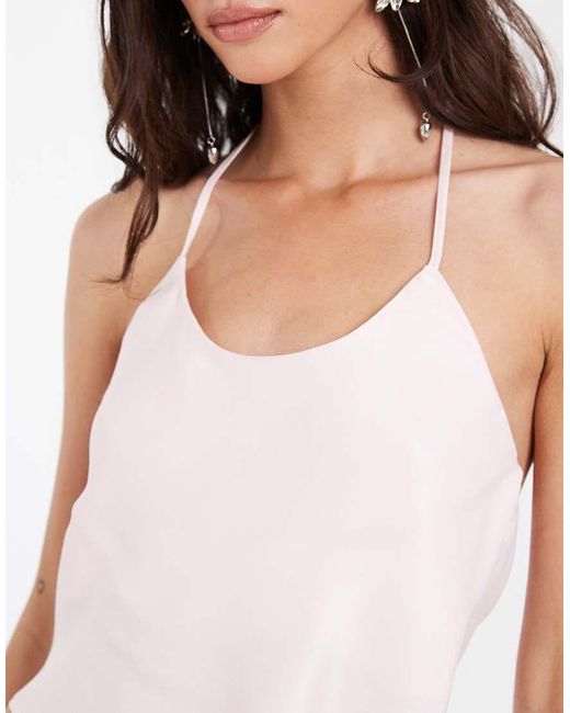 ASOS White Satin Halter Scoop Neck Cami