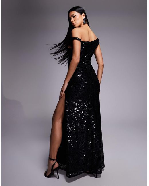 chinese dress ladies Poly USA 9002 Fitted Sequin Lace-Up Gown