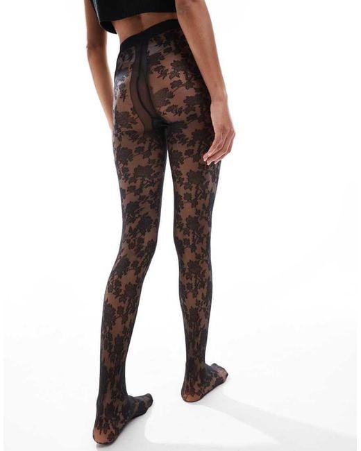 ASOS Brown Floral Lace Tights