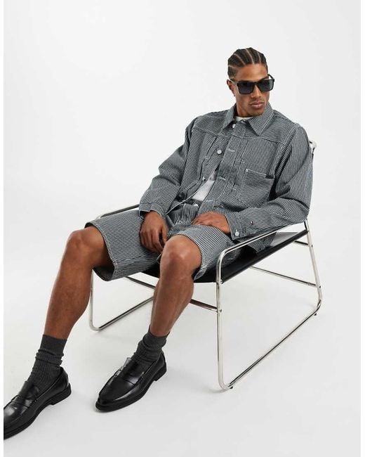 Tommy Hilfiger Gray Stripe Denim Jacket Co-Ord for men