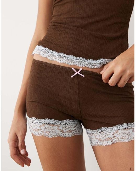 ASOS Brown Semi Sheer Cami And Short Pyjama Set