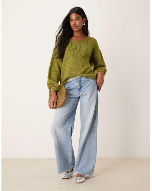 Jdy Green Reversible Pullover Knitted Jumper