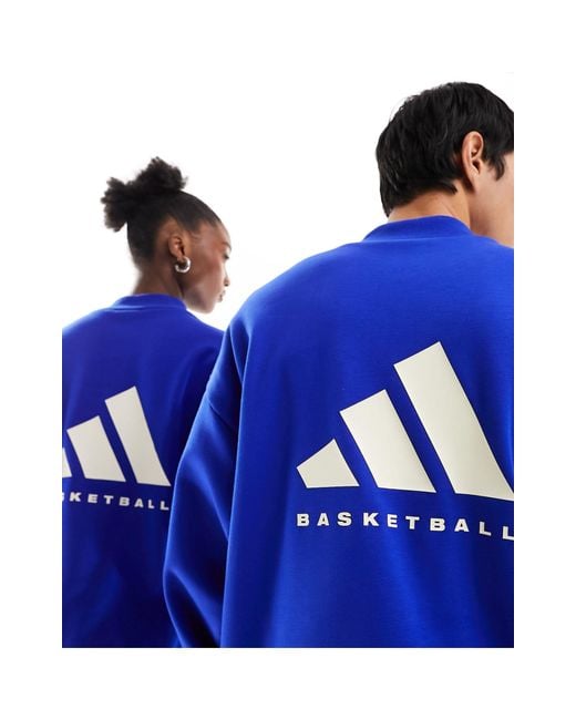Adidas Originals Blue Adidas Basketball Crew Sweatshirt