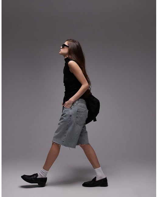 TOPSHOP Mouwloze Top Van Jersey Met Hoge Hals in het Black