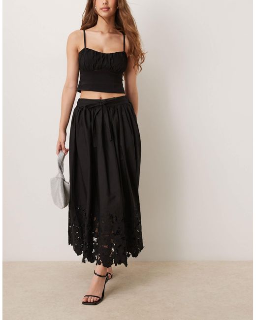 Sister Jane White Lace Embroidered Maxi Skirt