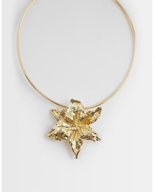 Accessorize Metallic Statement Flower Torque Necklace