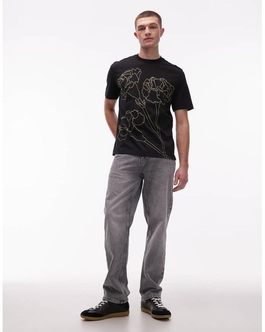 Paul Smith Black Floral Line Drawing Print T-shirt for men