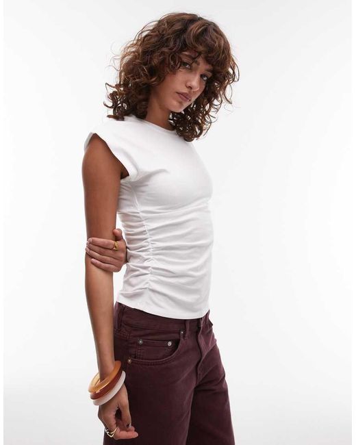 & Other Stories White Jersey Tank Top With Ruche Side Detail