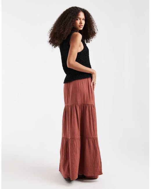 Pieces Boho Tiered Maxi Skirt