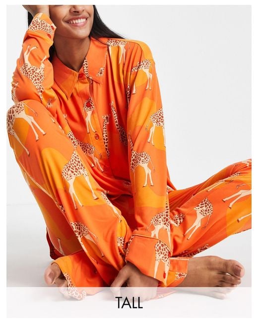 Chelsea Peers Orange Tall Long Pyjama Set