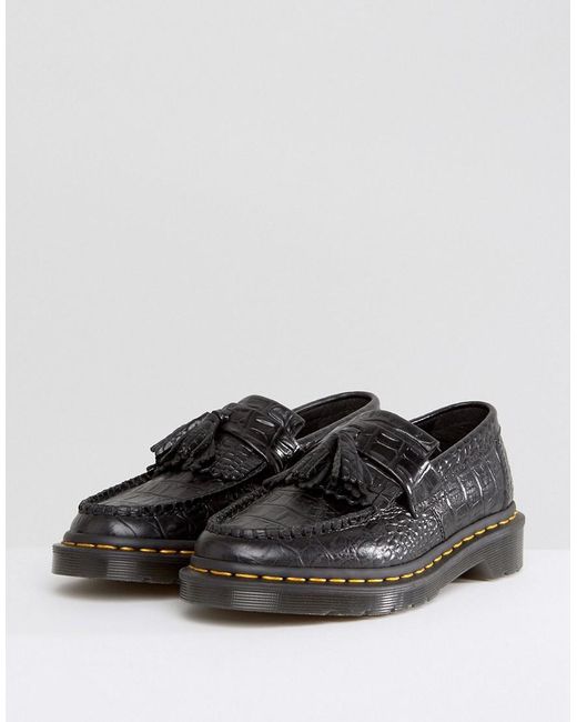 Dr. Martens Adrian Croc Tassle Loafers in Black | Lyst