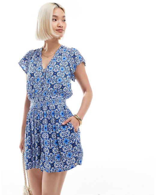 Superdry Blue – kurzärmliger playsuit