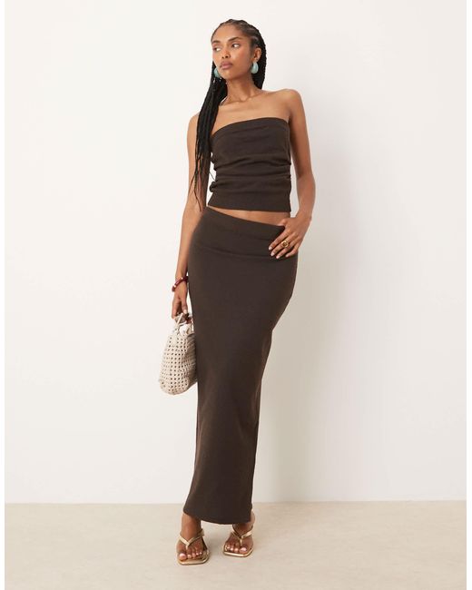ASOS Natural Co-ord Knit Boucle Midi Skirt